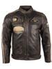 Men's Real Leather Racing Biker Jacket (CXUS) - Black