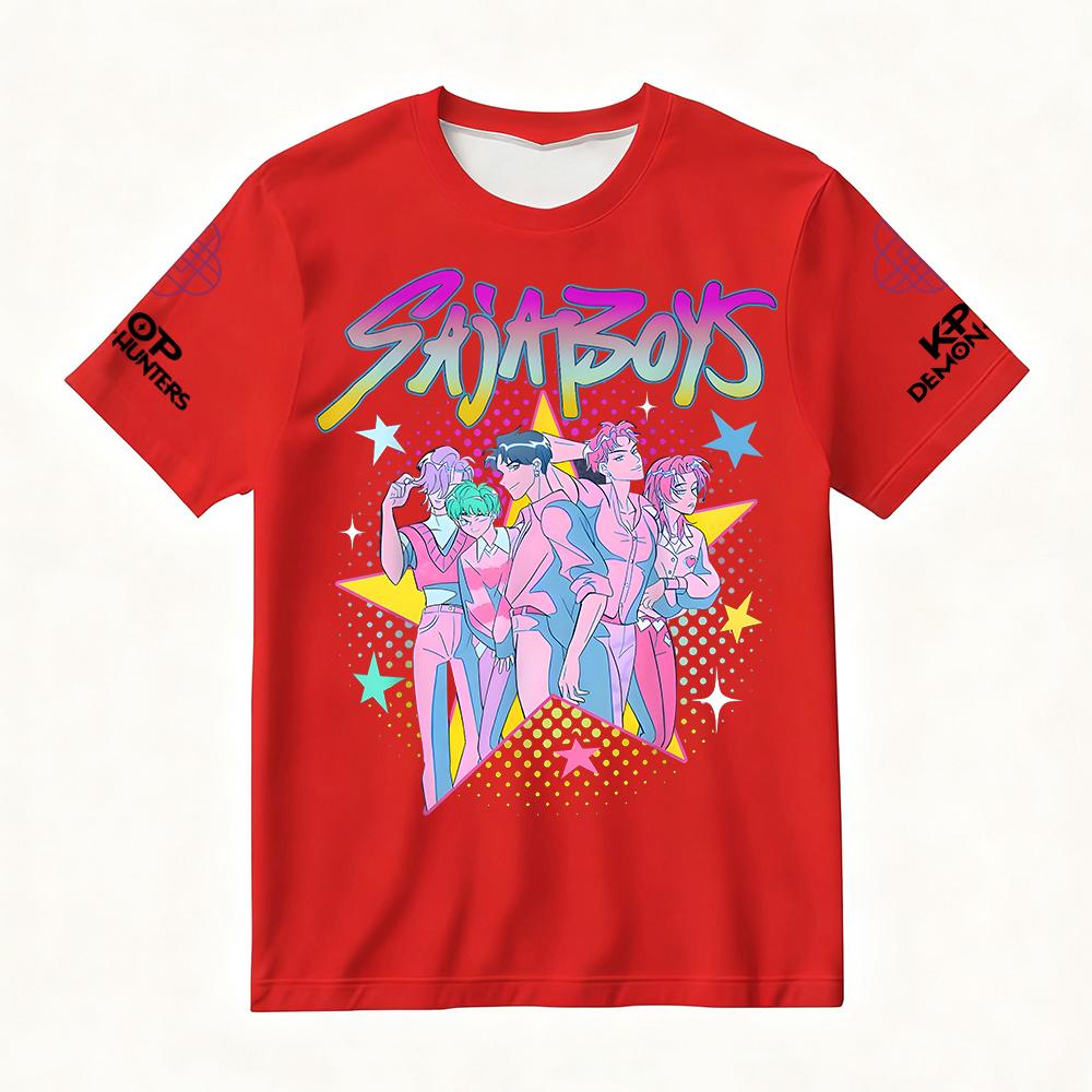 

Женская летняя K-Pop футболка с графическим принтом Охотники на демонов SAJABOYS Звездный яркий топ для модной уличной одежды Повседневный топ в стиле Y2k 6XL