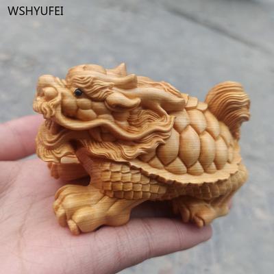 Klippen-Zypresse Langlebigkeits-Schildkröte Ornament Massivholz Schnitzerei Handwerk Wohnzimmer Heimdekoration Feng Shui Dekoration Geschenke für Ältere