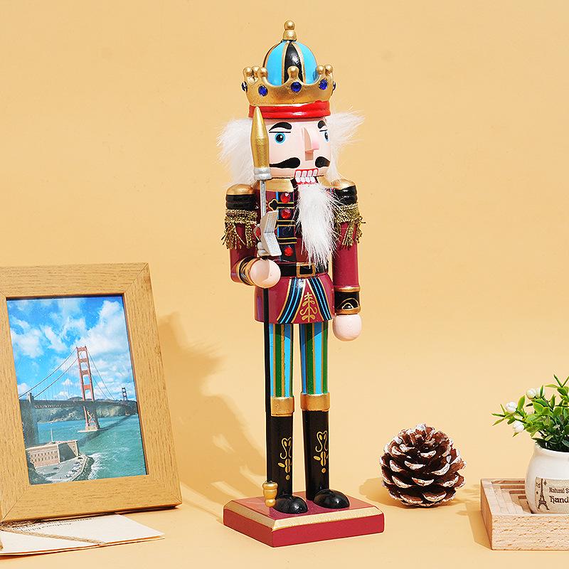 Klassische hölzerne Nussknacker-Figur - Weihnachts-Heimdeko und Geschenk-Bastelornament