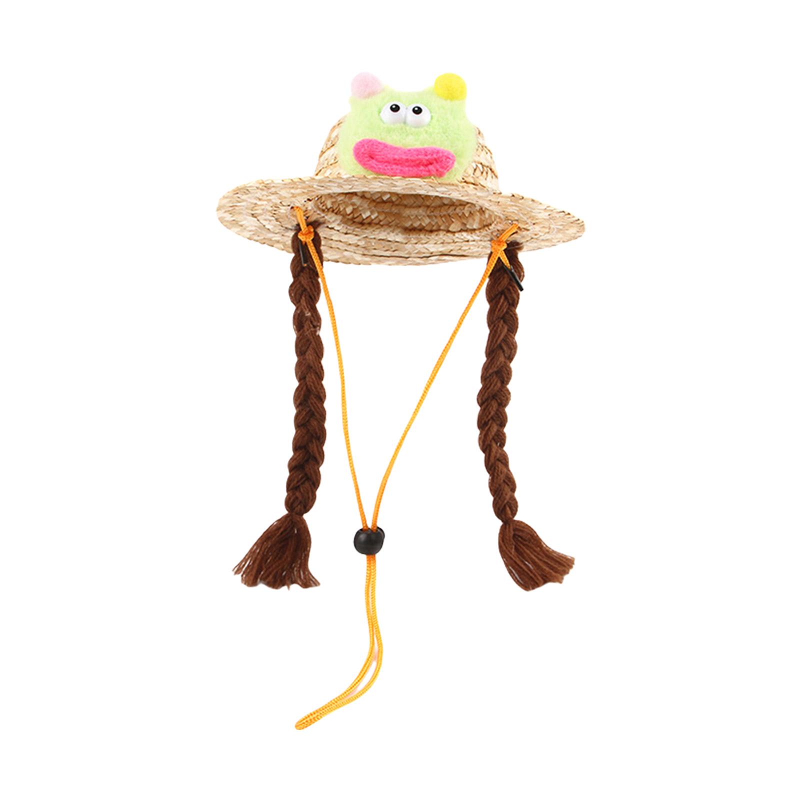 

Puppy Sunbonnet Supplies Straw Hat with Braids Strap Outdoor Hat Headwear Outdoor Sunbonnet Supplies Straw Hat M