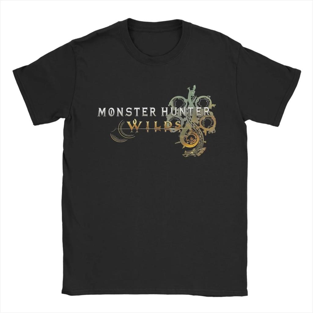 Monster Hunter Wilds Symbol T Shirts Men's Cotton Novelty T-Shirt Round Neck Video Game Tees Short Sleeve Tops 4XL 5XL