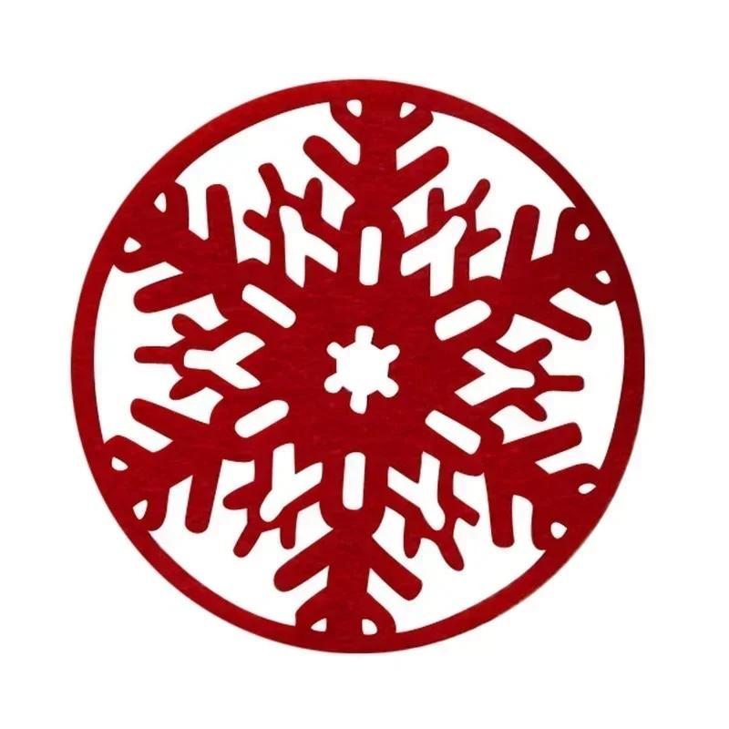 1pcs Cup Mat Merry Christmas Decorations Snowflakes Cup Mat Non-woven Fabric Dinner Party Dish Tray Home Table Decoration
