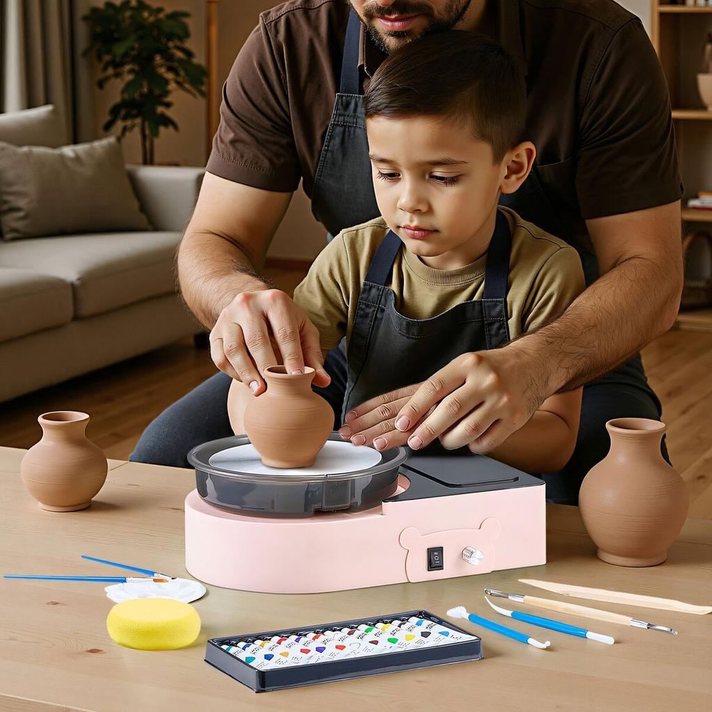 Mini Pottery Wheel Electric Clay Wheel for Kids and Adults 158 Mm Pink