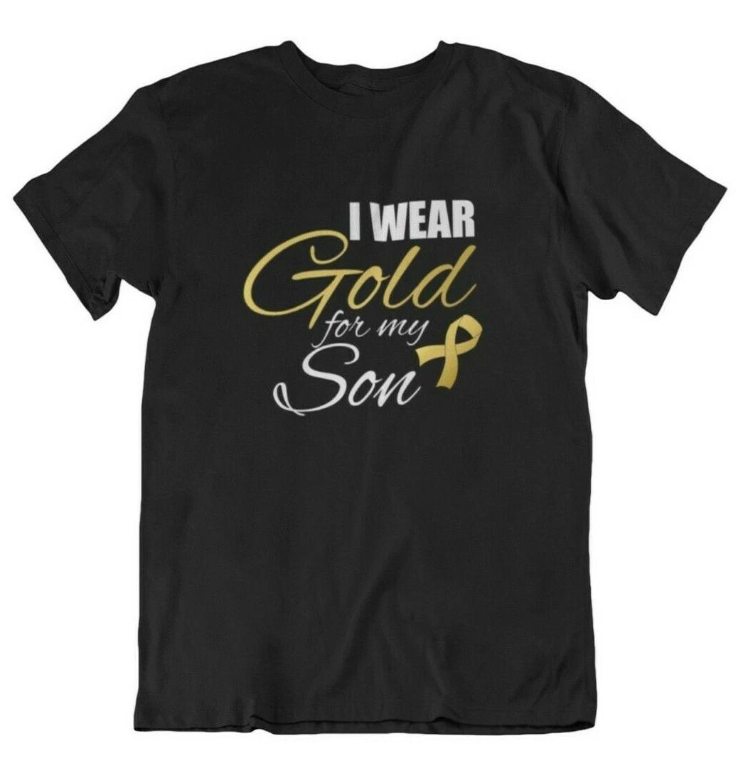I Wear Gold For My Son Shirt Childhood Cancer Awareness Tee Support Gift Unisex S