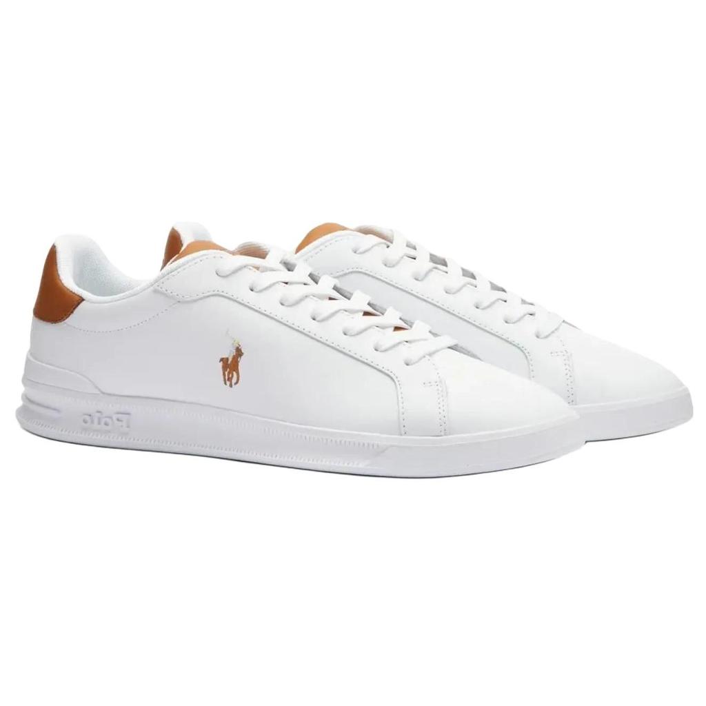 Polo Ralph Lauren Leather Lace-Up Round Toe Low-Top Fashion Sneakers Men Sneakers White 809877598001