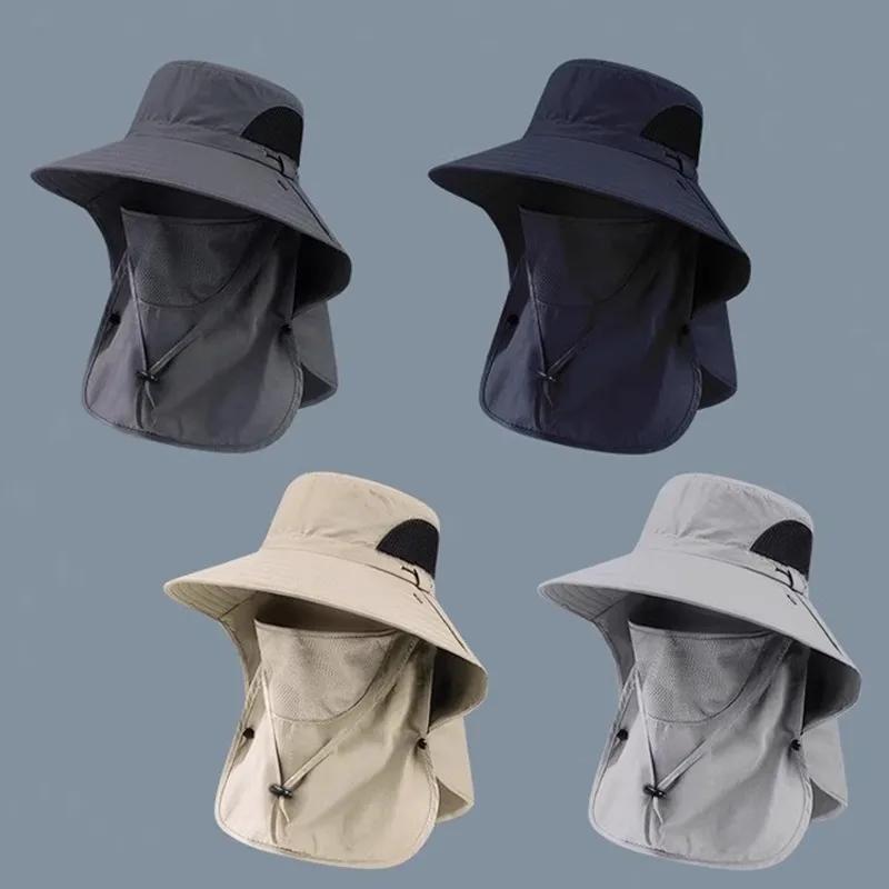 Summer Sun Hats UV Protection Outdoor Hunting Fishing Cap for Men Women Hiking Camping Visor Bucket Hat Neck Flap Fisherman Hat