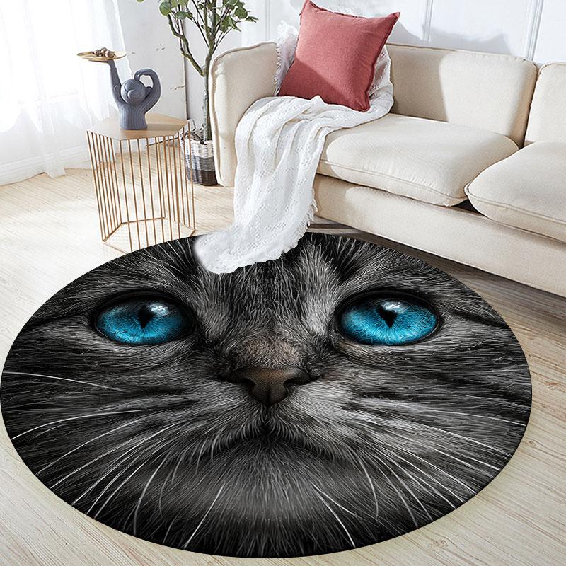 Black Cats pattern round rug,Carpet Rug for Living Room Bedroom Playroom ,Non-slip Floor Mat,Holiday Gifts and Birthday Gifts.