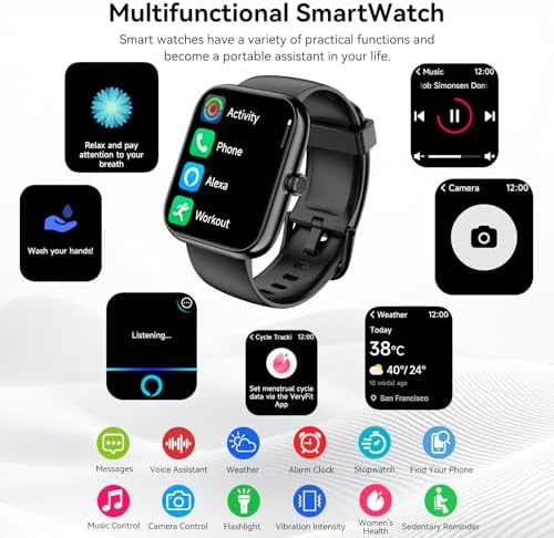 For IDW25 Square TFT 1.83-inch HD Smartwatch Built-in Alexa Fitness Tracker Sleep Talk Functions IP68 Waterproof Compatible