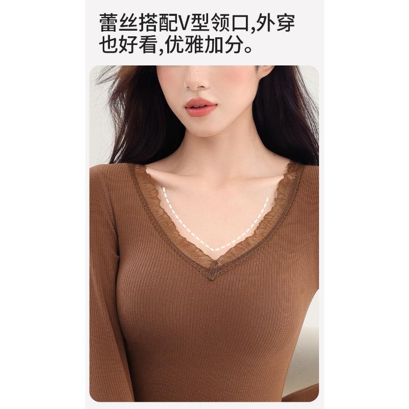 Women S Fleece Lined Thermal Underwear Set With Bra Padded Autumn Winter
