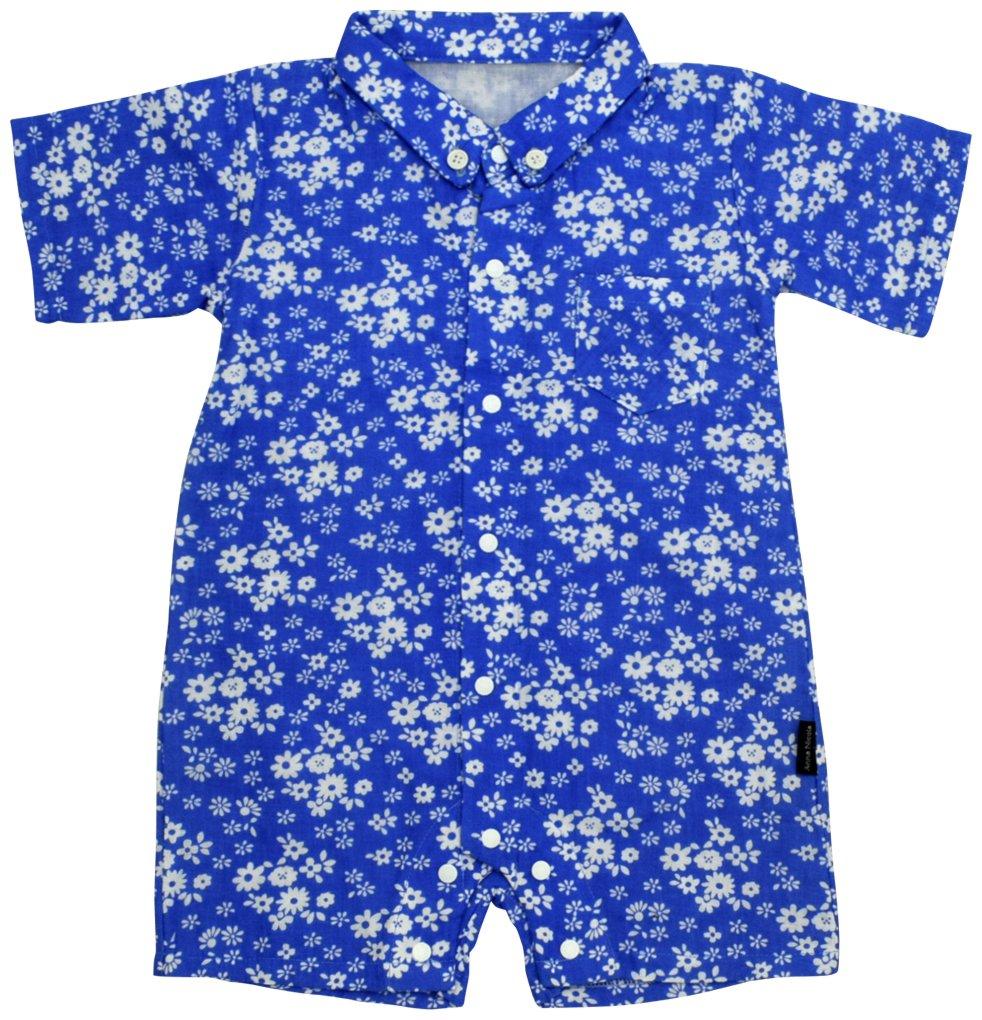 

Gauze Collared Short Sleeve Romper Flower 60cm Blue E22 Made in Japan [Anna Nicola] AN10-46R синий