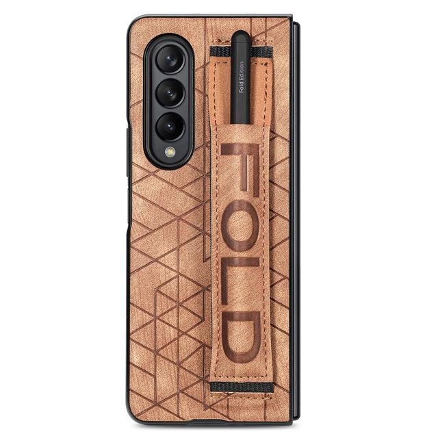 Slim Lightweight Wristband Folding Leather Case For Samsung Galaxy Z Fold 4 5g Fold4 Fold3 Fold 3 Shockproof Protective Cases
