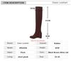 Fashion Women Over The Knee Boots Height Increasing Heels Slim Long Boots Black Brown Wine Red Flock Lady Winter Shoes Big Size 33-44