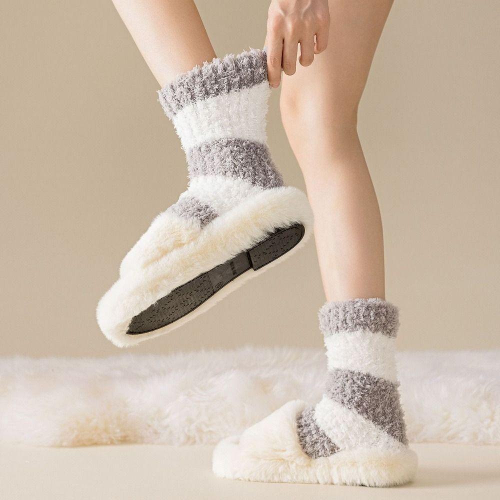 Simple Short Tube Sock Cover Thicken Warm Winter Foot warmer Coral Fleece Stockings  Girl