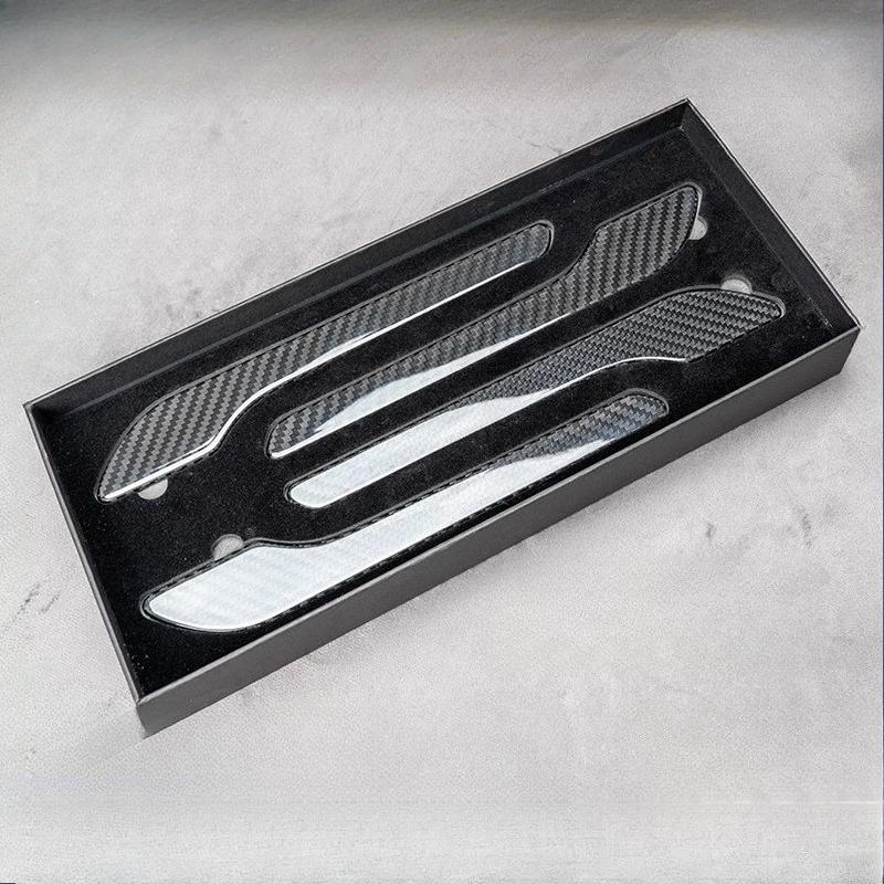 For Tesla Model 3/Y Real Dry Carbon Fiber Door Handle Sticker Renewed Handle Interior Accesorios Para Auto Car Accessories Tools
