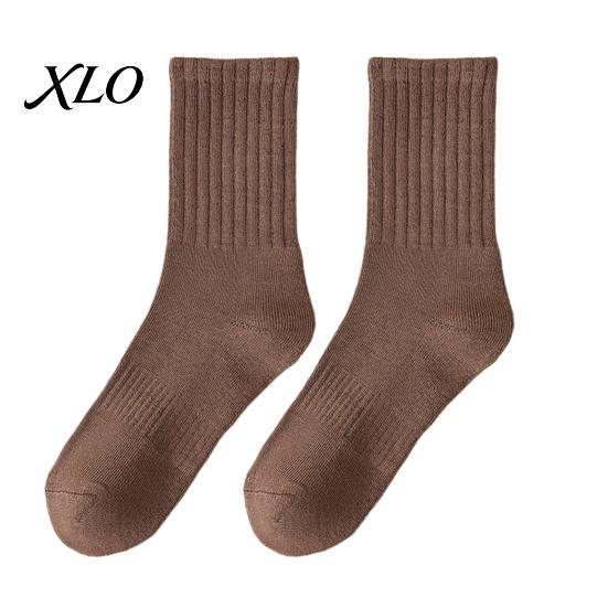 Solid Color Athletic Socks Crew Socks, Thickened Terry Lining Winter Warm Versatile Daily Use Soft Elastic Cotton Blend for Wear High Elasticity