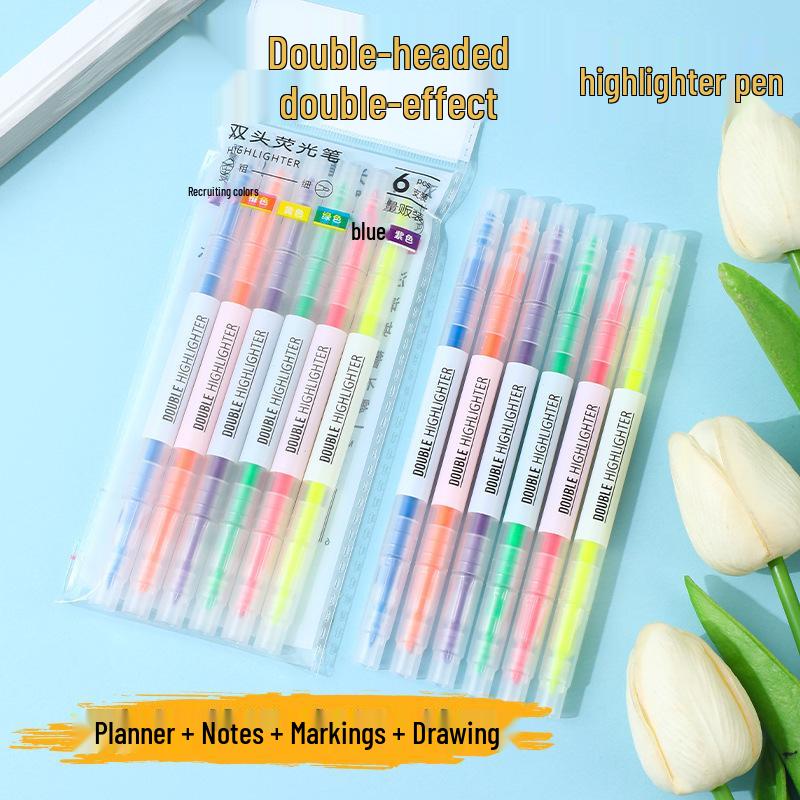Double-Ended Fluorescent Highlighter & Watercolor Marker Pen for Students