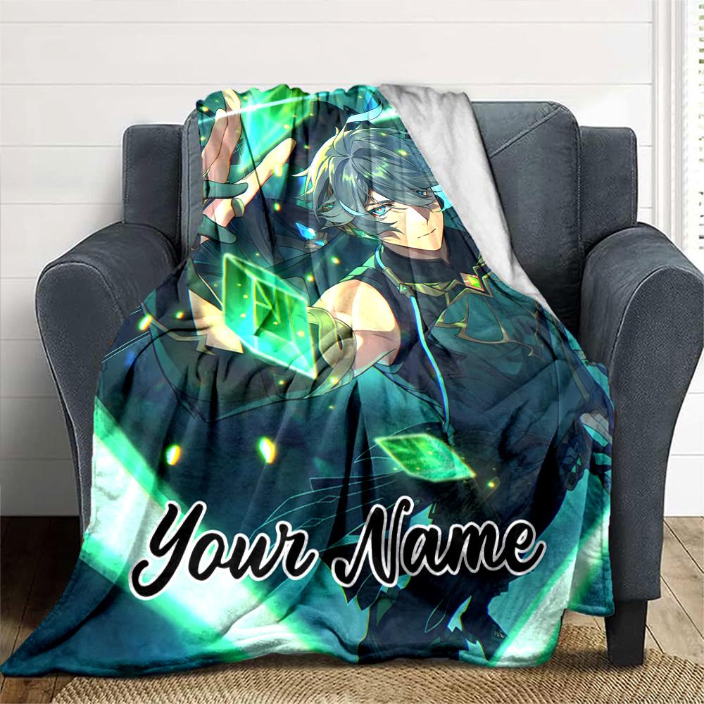 Customizable Genshin Impact7 Throw Blanket – Personalized Name, All-Season Cozy Snug Blanket, Machine Washable, Personalized Blanket