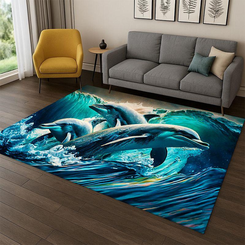 Underwater Sea World Marine Life Cartoon Carpet Rug for Bedroom Living Room Sofa Playroom Doormat Home Decor,Area Rug Non-slip