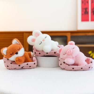 Super Cute Sleeping Nest Plush Toys Pink Pig Brown Bear Children's Bedroom Sleeping Doll Office Kitten Table