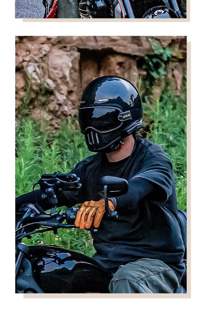 Fiberglass Retro Full Face Motorcycle Helmet for All Seasons - Unisex Winter Safety 3C Certified