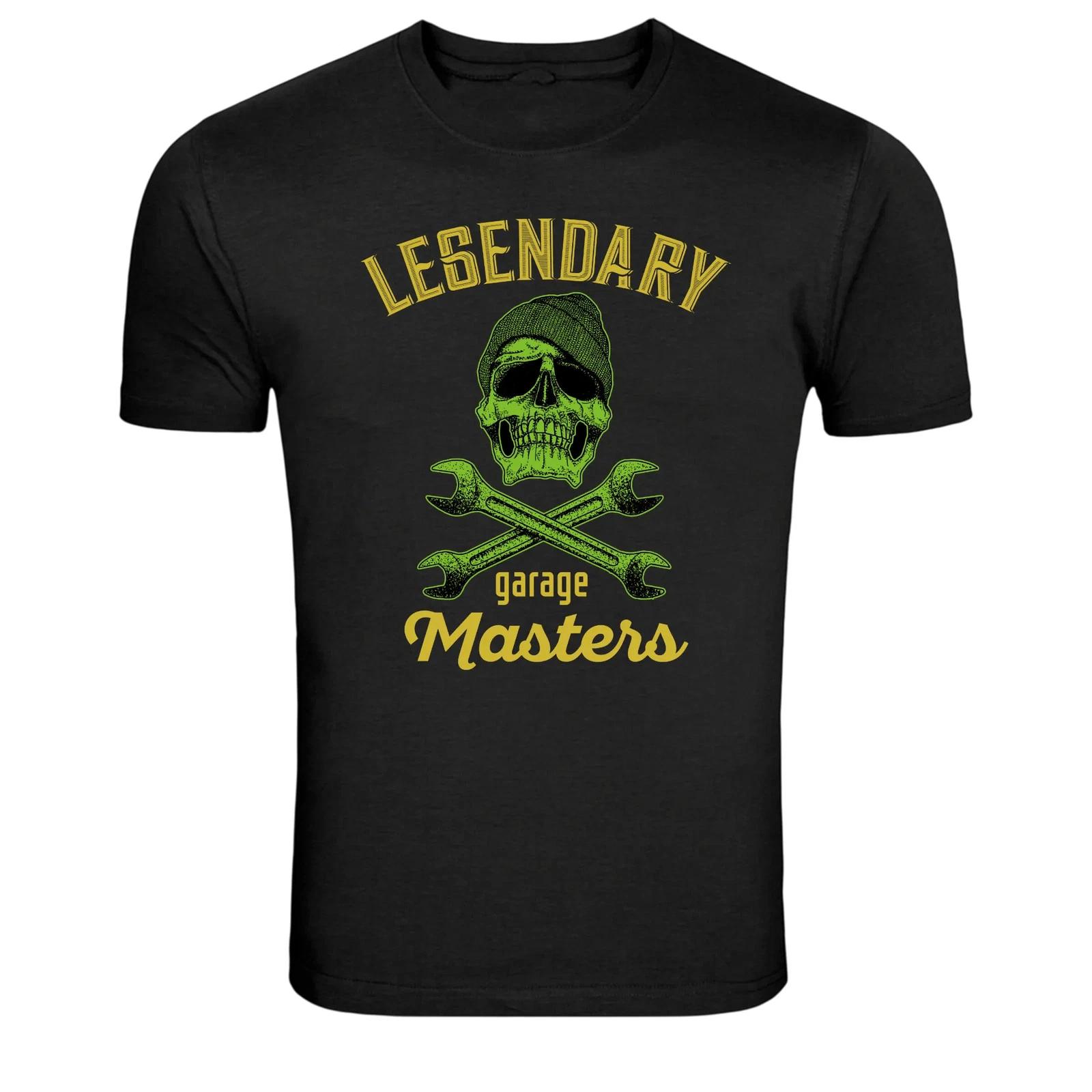 Legendary Garage Masters Mechanic Skull Graphic T-Shirt S