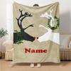 Custom Name Christmas Reindeer Theme Printed Blanket - Perfect for Couch, Bed, Travel & Outdoor Use | Machine Washable, Cozy & Durable.