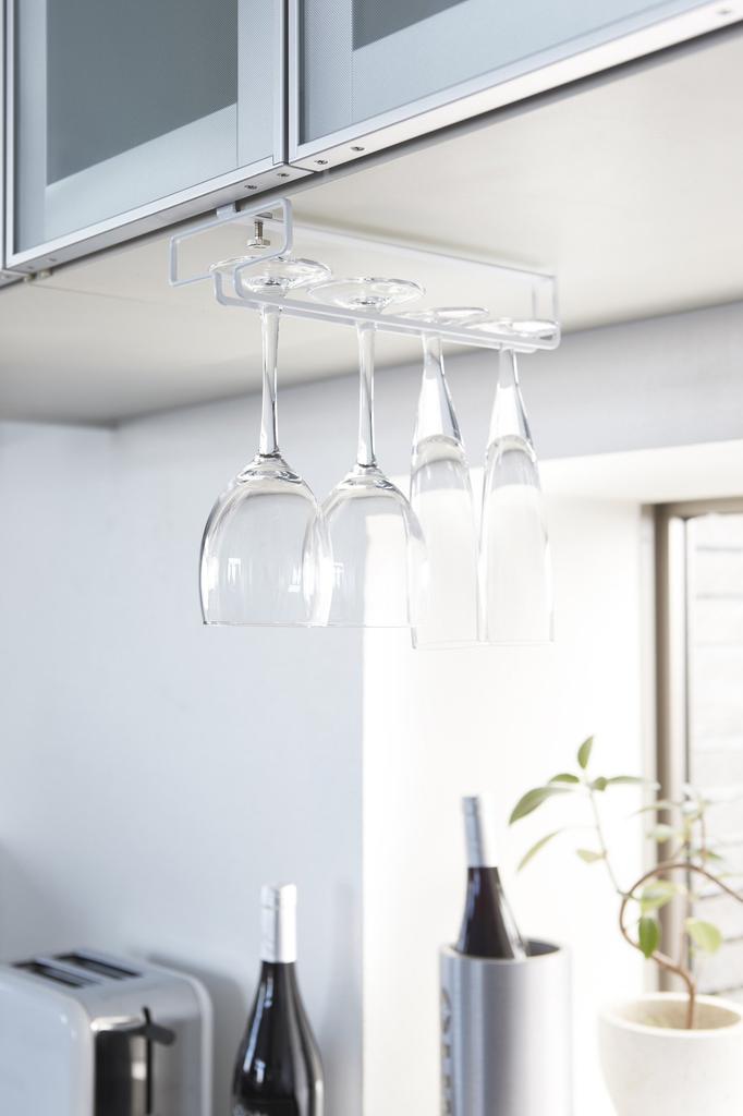 Yamazaki Jitsugyo Lower Cupboard Wine Glass Hanger Plate White 2905