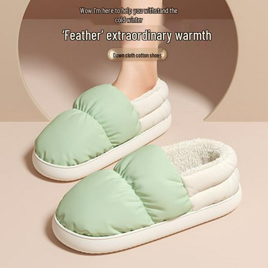 Women's Closed-Heel Waterproof Cotton Slippers - Non-Slip, Warm, Thick-Soled for Indoor Use, Autumn & Winter