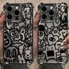 Black Graffiti Plating Case For Samsung S25 S24 S23 S22 S21 S20 FE Note20 Plus Ultra 4G 5G Anti Fall Airbag Back Cover