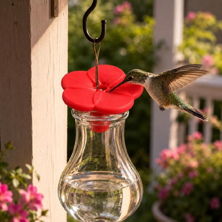 Red Push In Flower Inserts for Garden Drinkers, Soft Replacement Parts for Spare Bird Care Needs and Daily Use