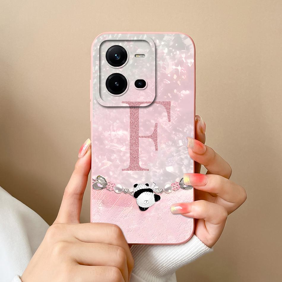 For Vivo V25 V25E Phone Cover Lovely Letters High Quality Case For Vivo V 25 Soft Liquid Silicone Lightweight Anti Drop Fundas