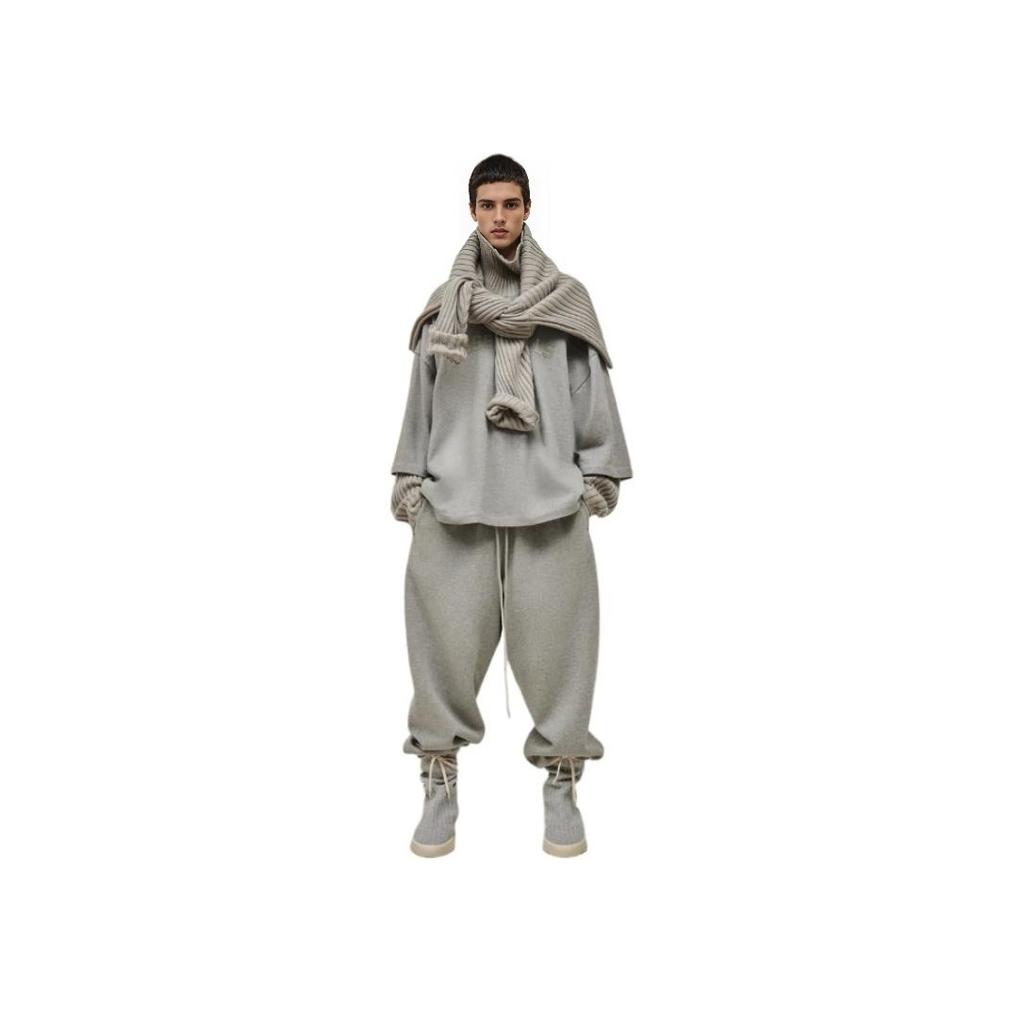 Fear of God Camiseta de Futebol Jersey Pesado Essentials Cinza Mescla Claro Tops Masculinos 125SP244106F