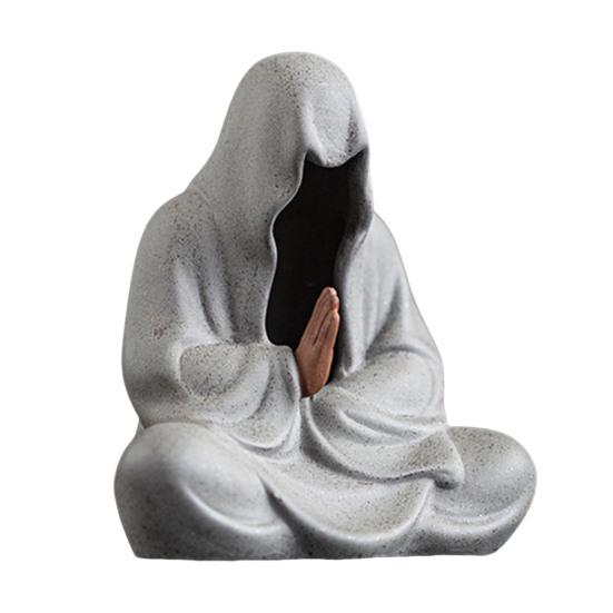 Sedící soška Buddhy Čajový mazlíček Keramická beztvářá zenová figurka Ručně vyráběná čajová souprava Kung Fu Dekor Feng Shui pro domov, kancelář, meditační stůl, ozdoba