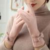 Protection Solid Color Bow Women's Gloves  Gloves German Fleece Korean Style Mittens