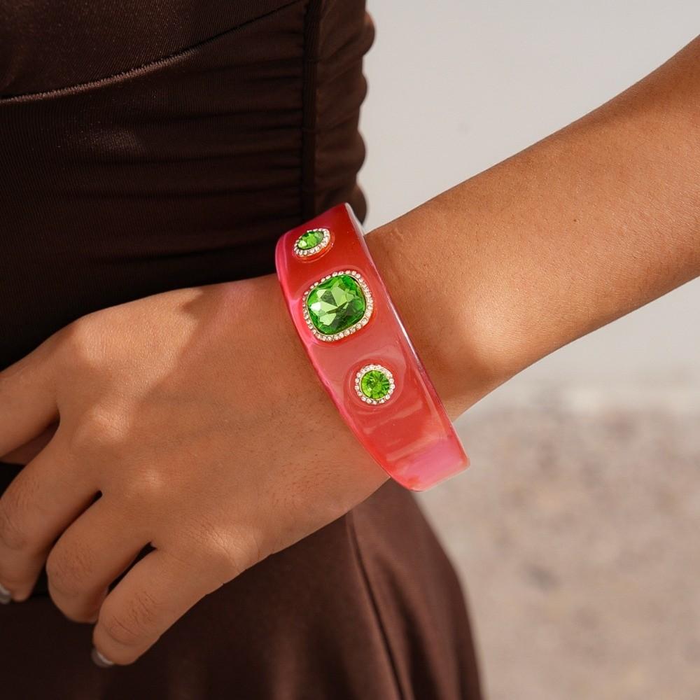 Bohemian Acrylic Rhinestone Bangle Europe American Style Dopamine Hand Ring Girls