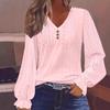 V-Ausschnitt Langarm-Oberteil in Übergröße - Europäische & Amerikanische Lässige Mode für Damen Herbst/Winter