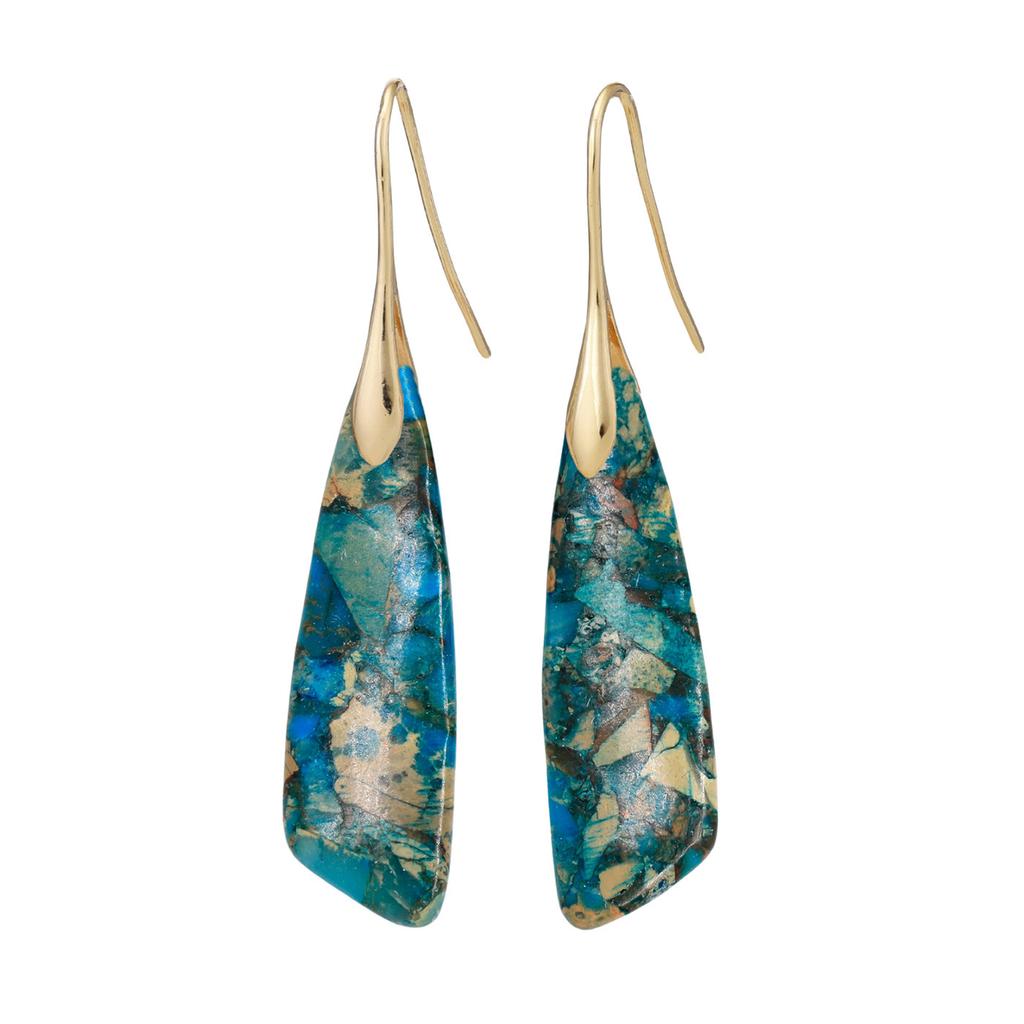 Bohemian Emperor Stone Geometric Pendant Earrings Popular Natural Stone Jewelry