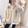 Women's Mid-Length Faux Mink Fur Plush Coat - Stand Collar, Winter Korean Style, Loose Fit.