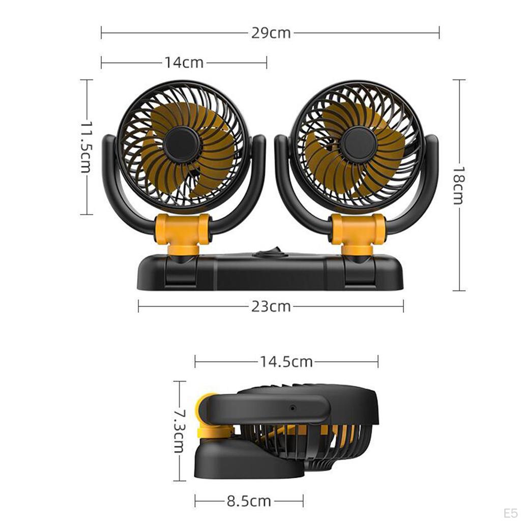 Car Double Head Folding Fan Auto Air Cooling Supplies Low Noise Vehicle Electric