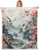 GUOYU Blanket Japanese Style Fleece Bed Blanket Twin Japanese Samurai Throw Blanket for Kids Boys Men Ink Painting Dragon Sherpa Blanket
