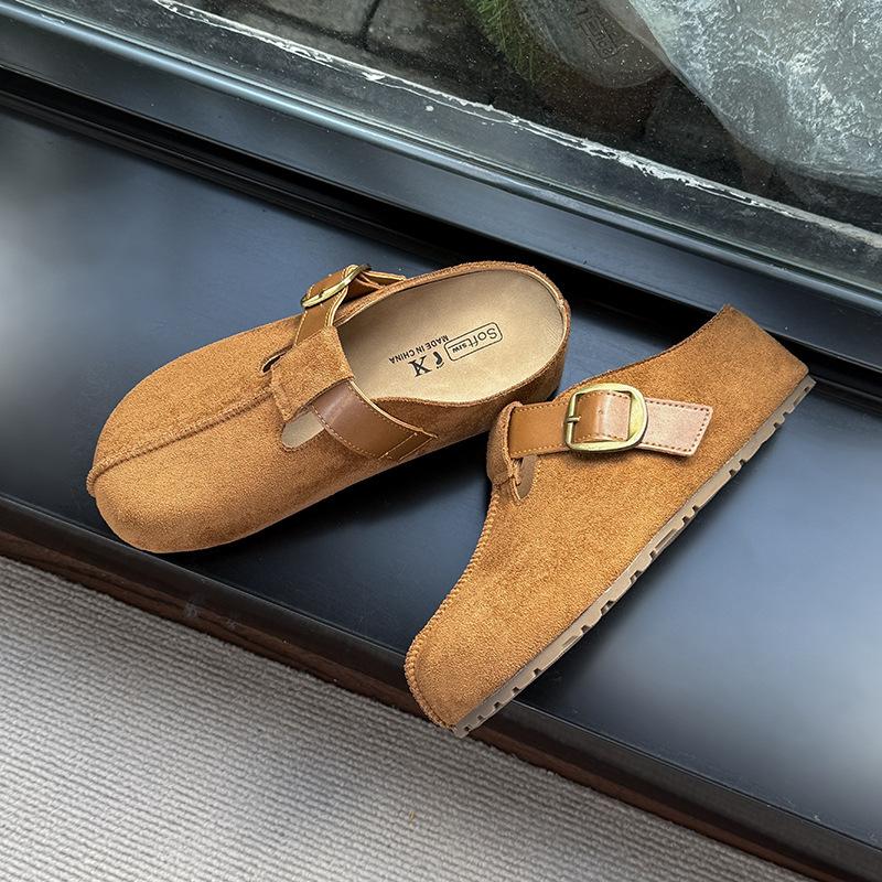 Inner heightening bag head half drag women's summer new retro outer wear Boken half tray shoes one pedal lazy sandals