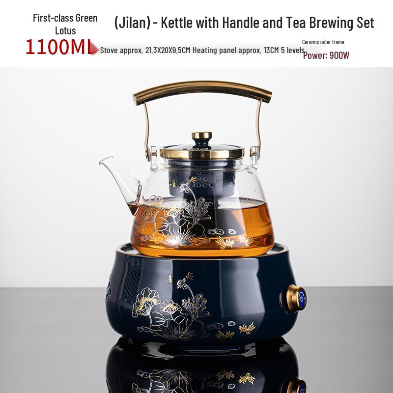Electric Ceramic Tea Brewer with Heat-Resistant Glass Kettle - Fully Automatic Steam Heating Tea Boiler