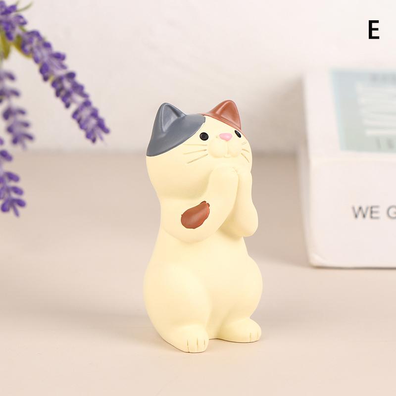 1Pc Japan Style Glasses Mobile Phone Holder Stationery Desktop Cat Decoration Collectible Home Decor Resin Craft Ornaments