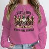 Just A Girl Who Loves Horses Sweatshirt Hoodie Funny Horse Lover Gift Western Boho Pullover Farm Casual Daily Sweatshirt Jumper