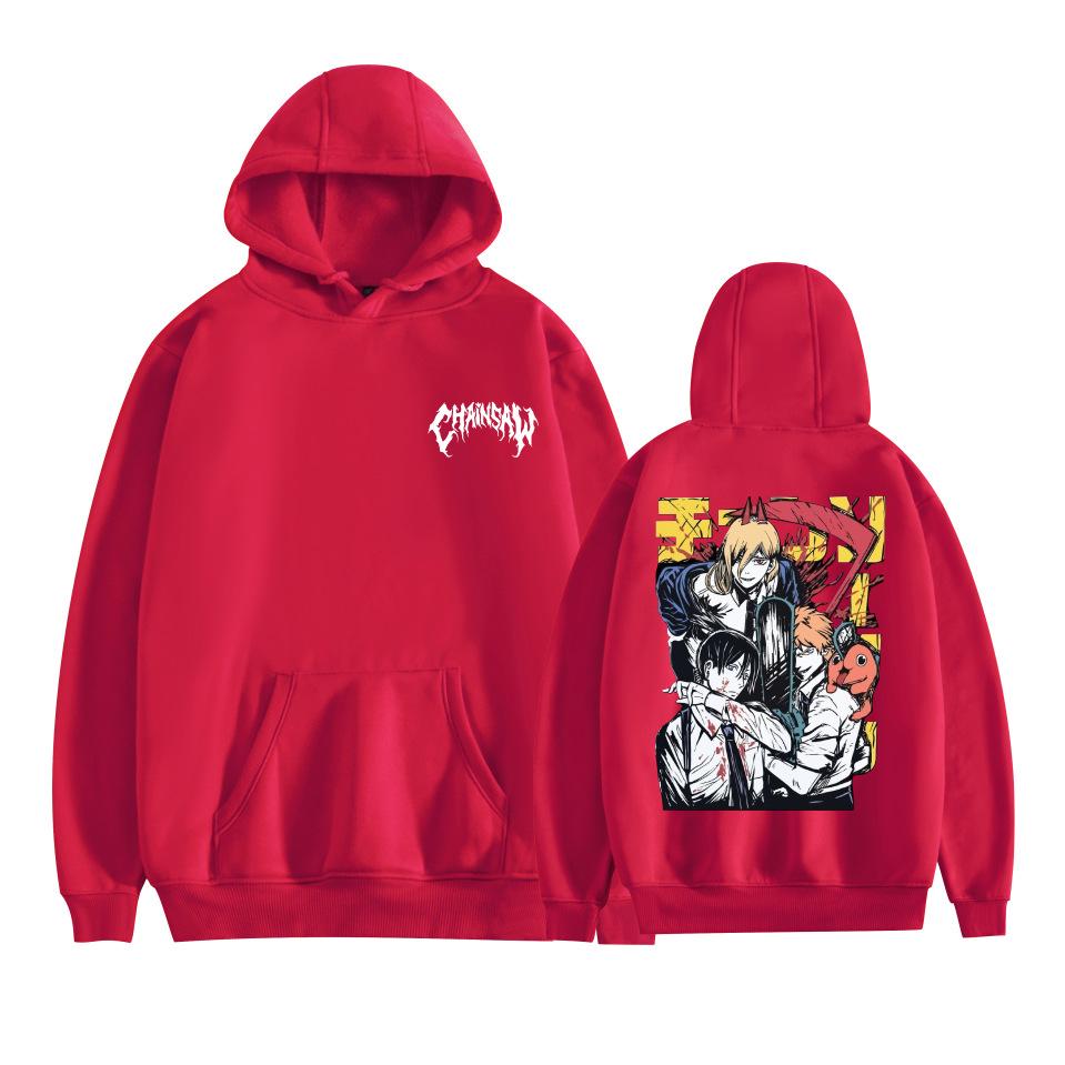 Mens Womens Hoodie Chainsaw Man Anime Hoodies Streetwear Casual Cartoon Printed Hooded Pullover Sweatshirts