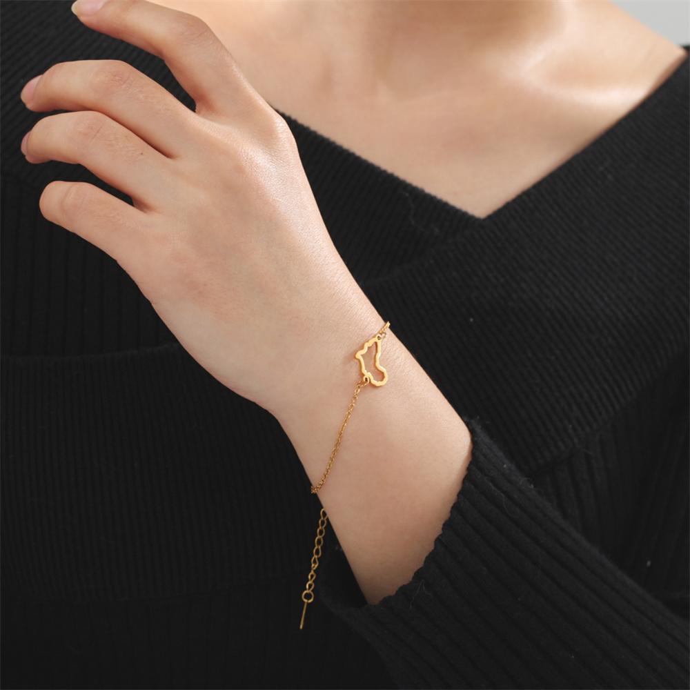 Africa Map Bracelet for Women Girls Gold Color Stainless Steel African Map Charms Link Chain Wrist National Jewelry Gift