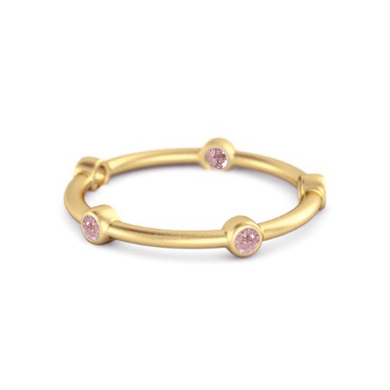 

Pink CZ Minimal Stackable Band Women Wedding Ring - 925 Sterling Silver Gold Vermeil 9 жовтий/золотий