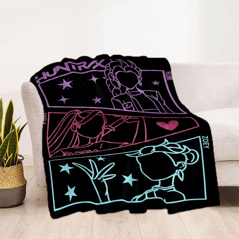 K-pop Fashion Fusion Blanket Soft Warm Cozy Perfect for Couch Bedding Livingroom All-Season Use Playful Design Perfect Gift for Relatives and Friends