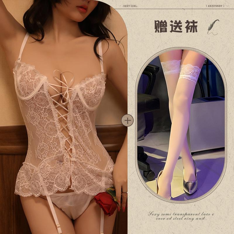 New sexy underwear one-piece sexy transparent mood lace big tits temptation suspender miniskirt
